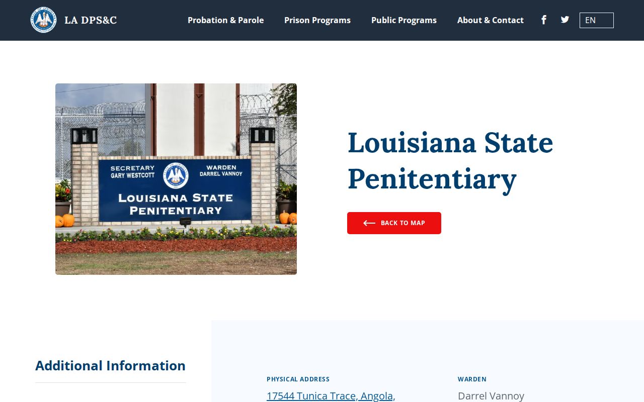 Louisiana State Penitentiary Angola release and offender search source